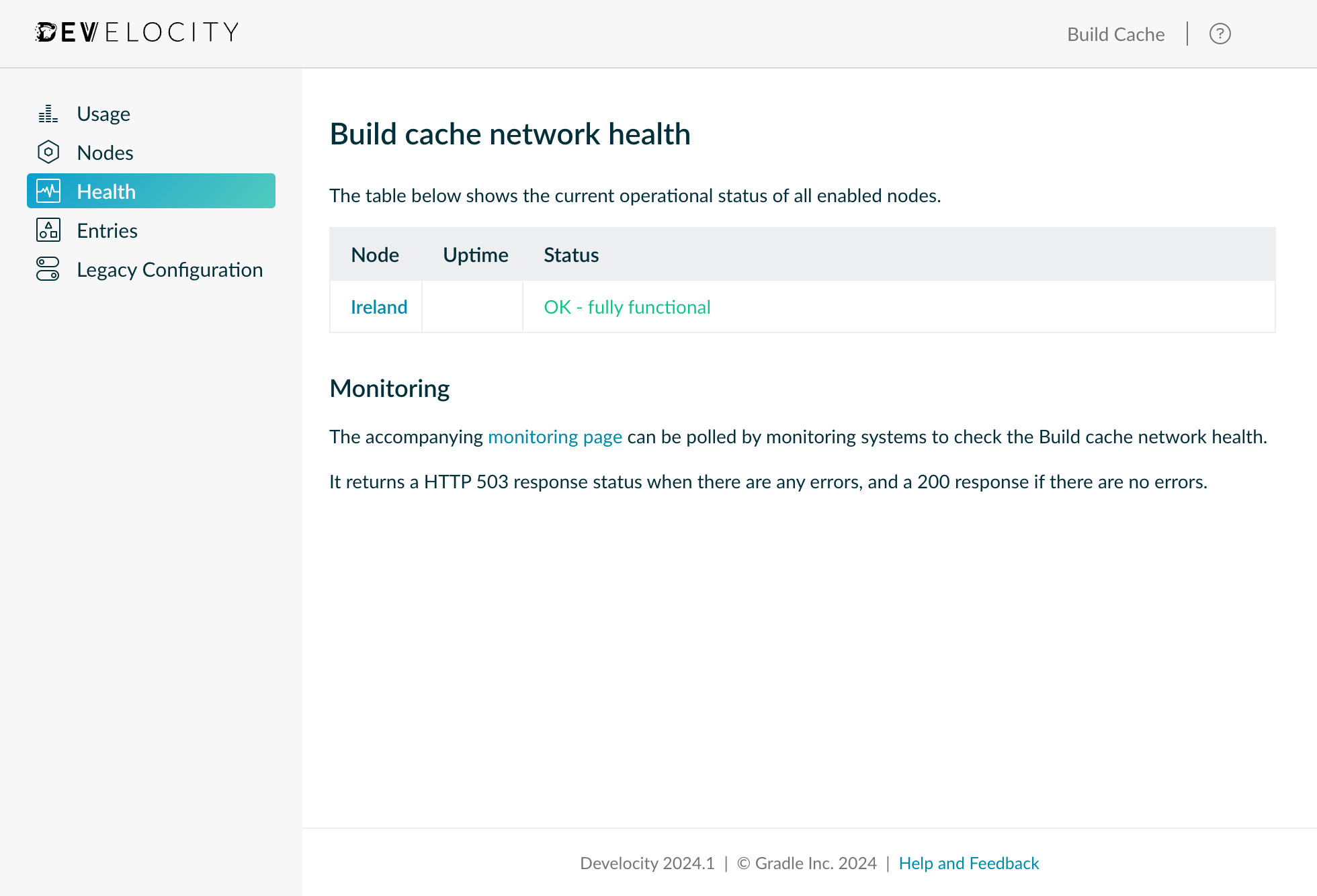 Build Cache Node Health Overview Dashboard
