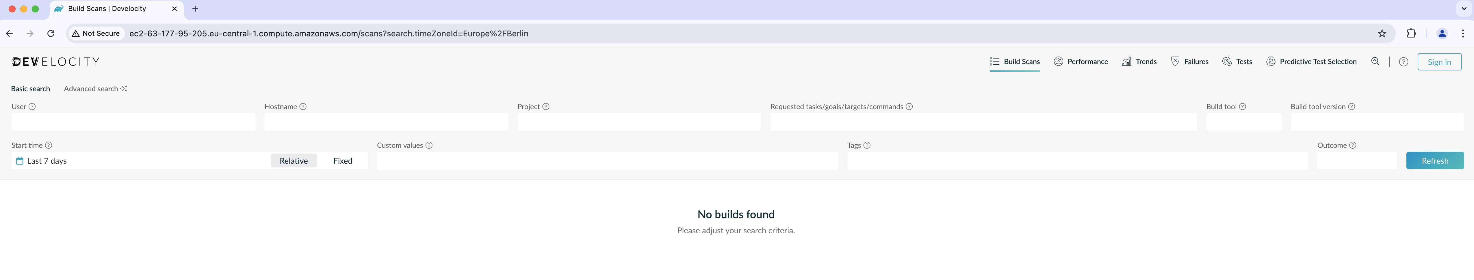 Build Scan overview page