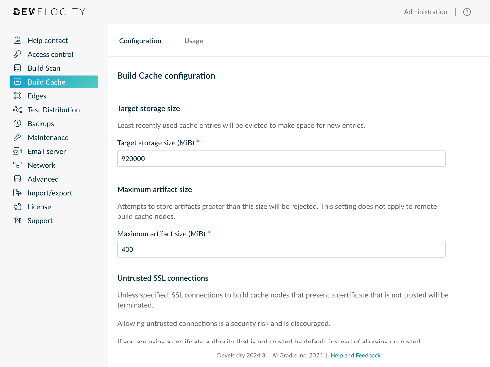 Build Cache Administration Dashboard