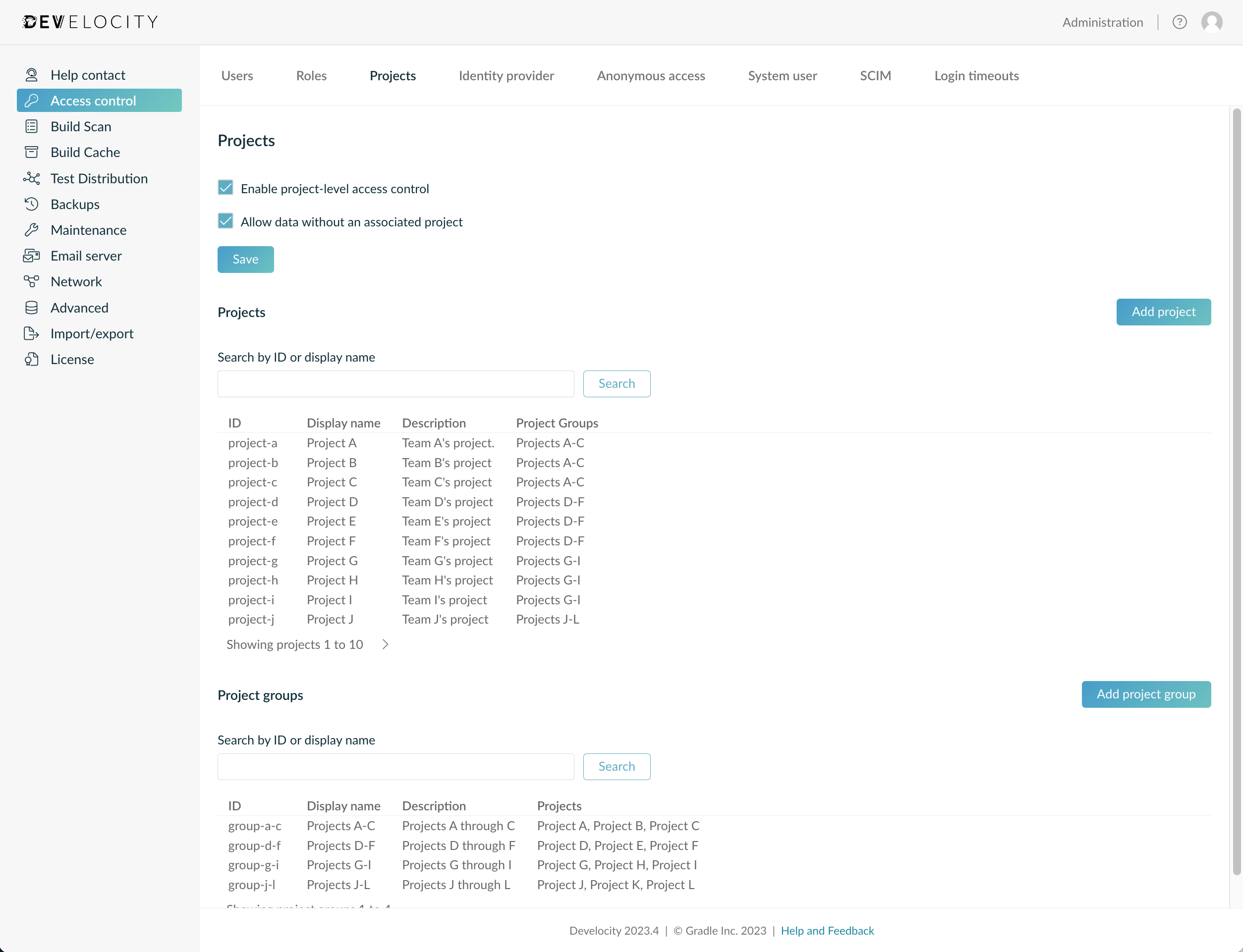 Project Access Control Dashboard