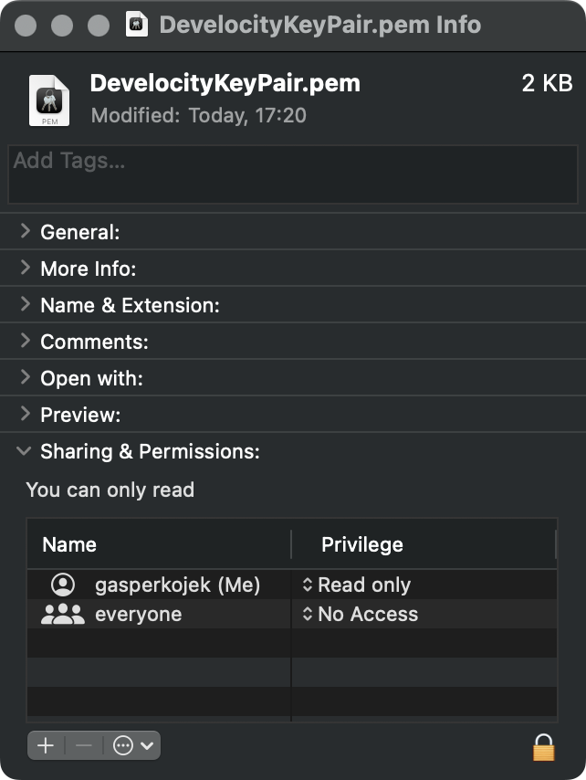 Key Pair Permissions in macOS Finder