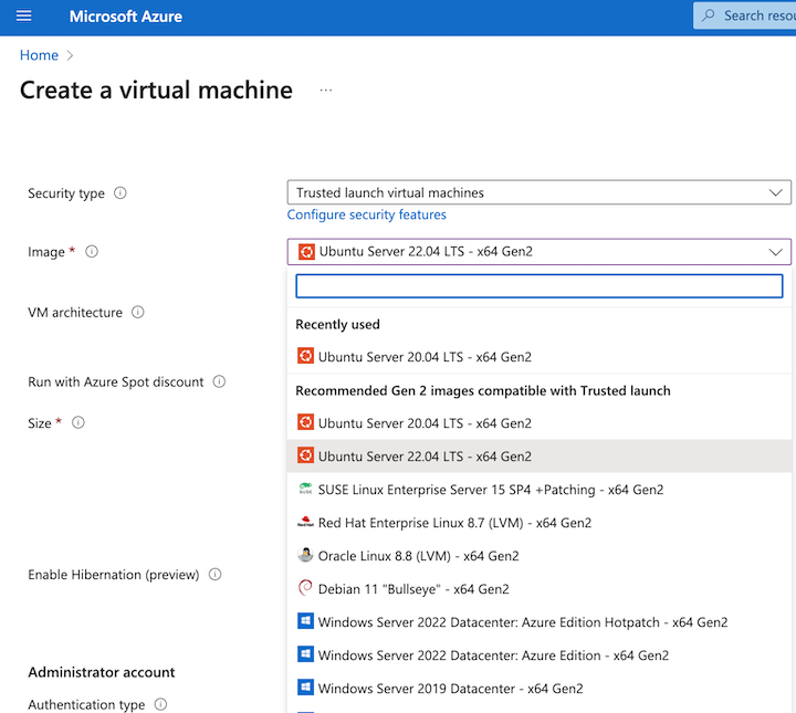 Choosing the Virtual Machine Image