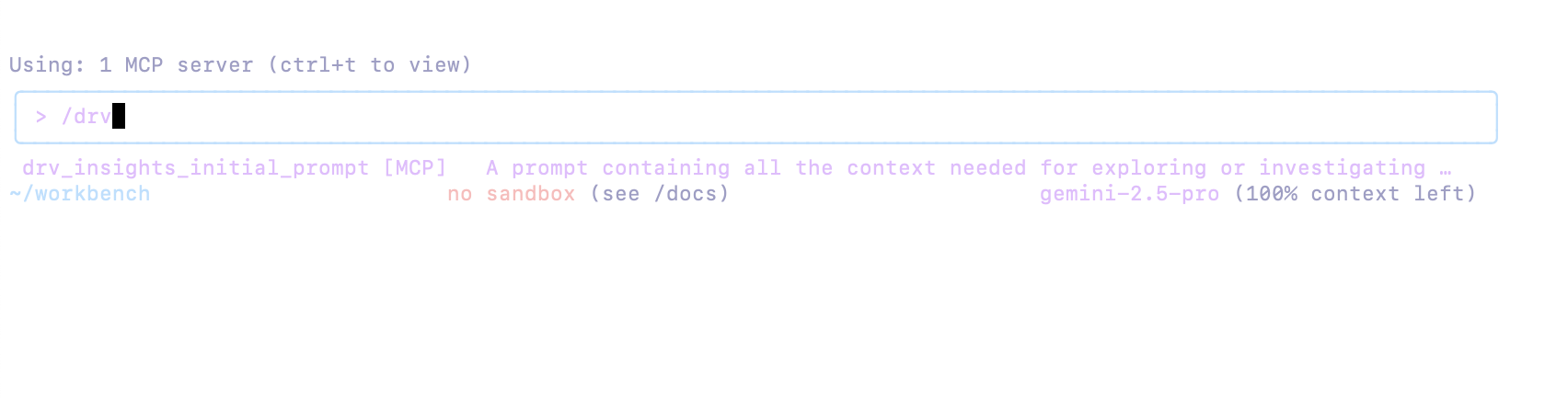 Example of using the MCP prompt with Gemini CLI