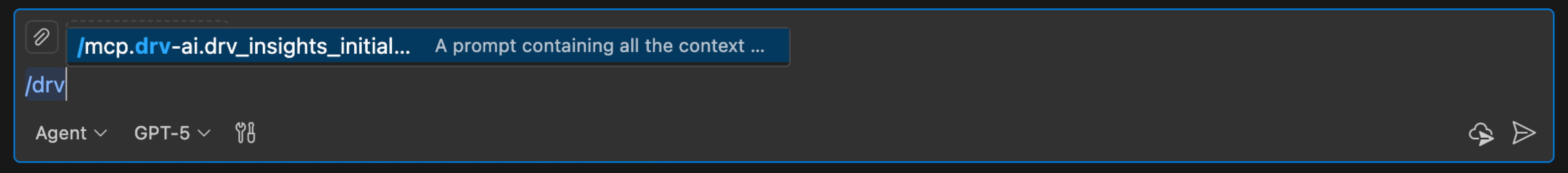Example of using the MCP prompt with Visual Studio Code