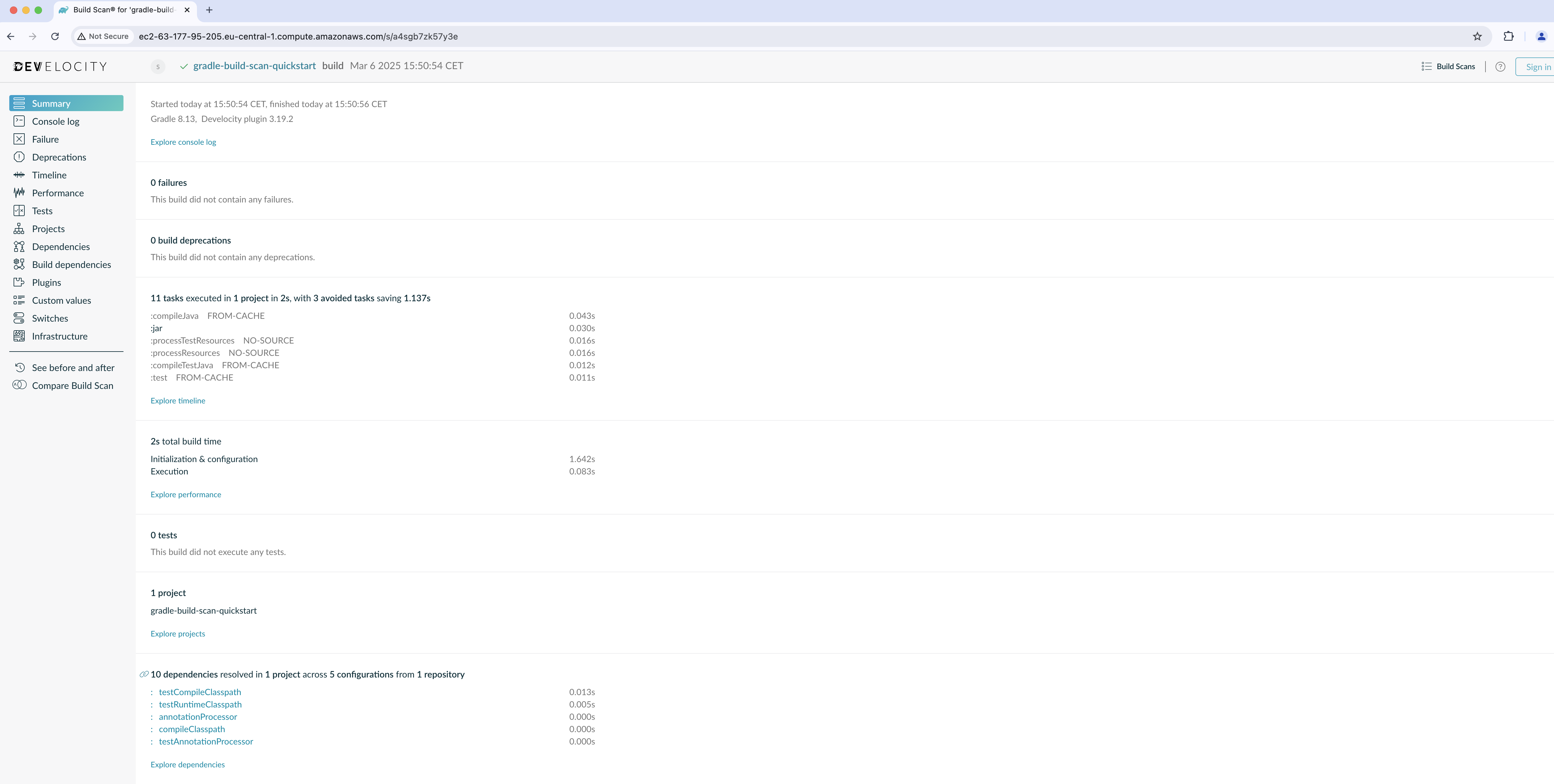Develocity Build Scan Details
