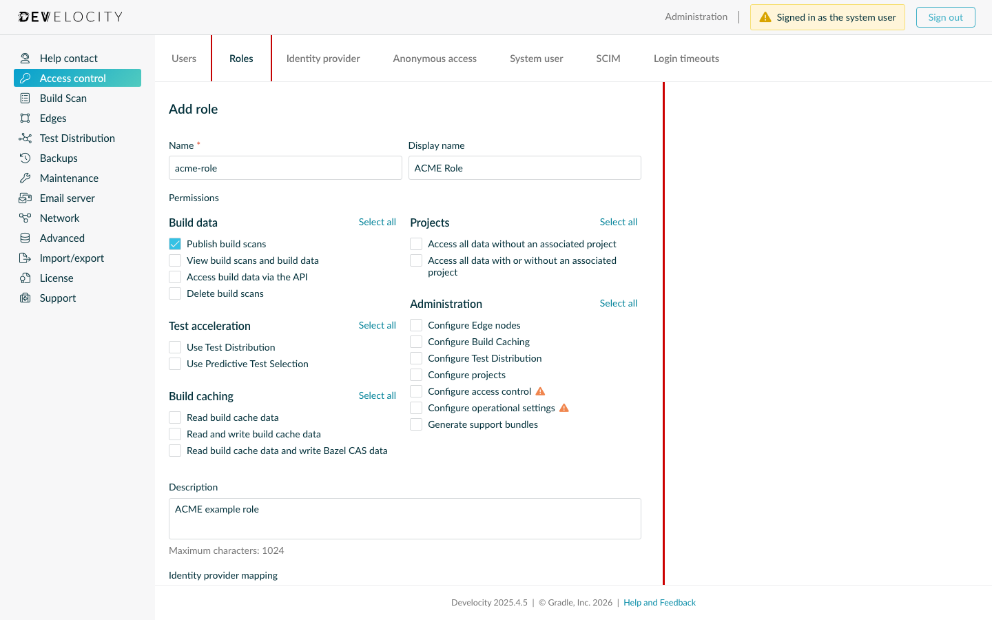 Custom Role Creation in Develocity UI