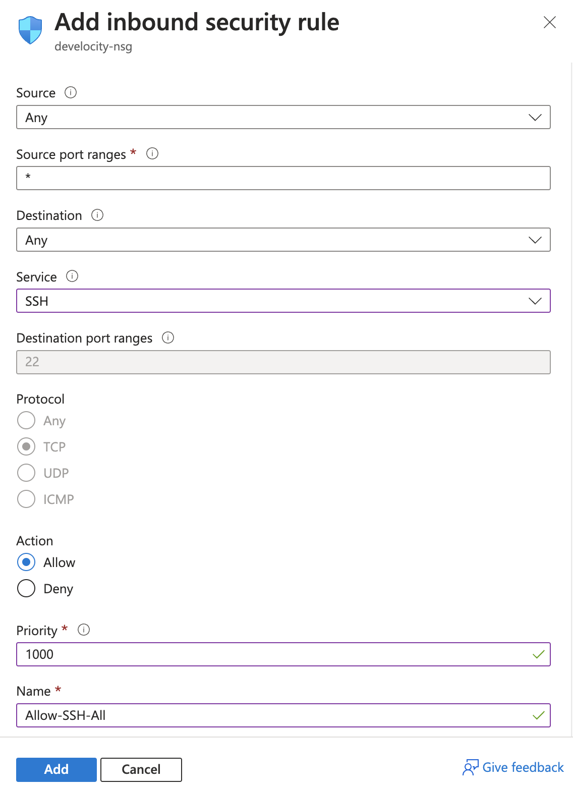 Open Port 22 for SSH Access
