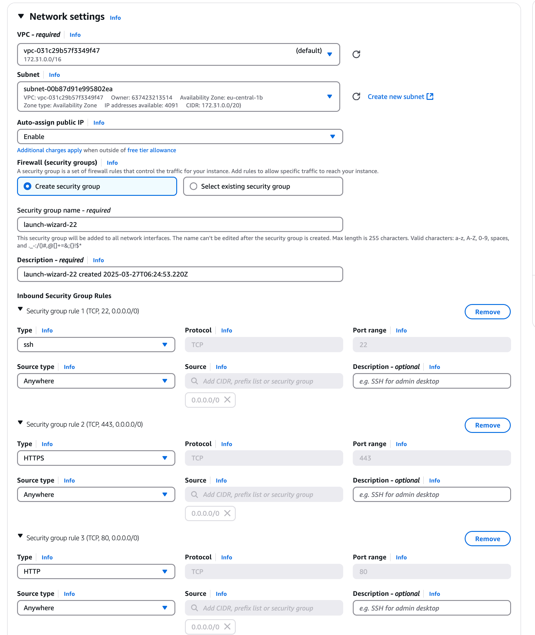 Amazon EC2 Instance Network Configuration