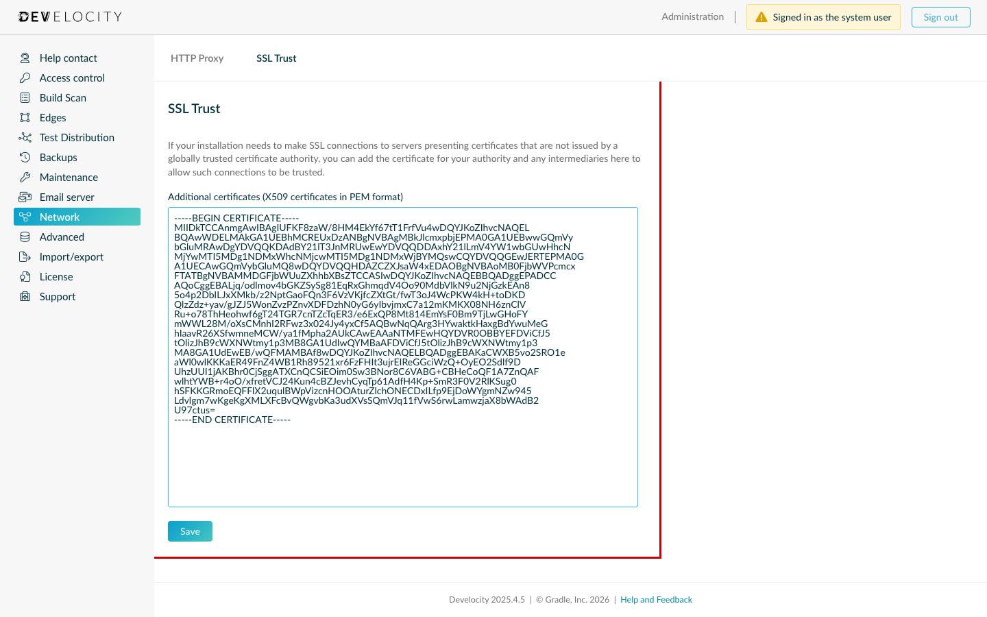 SSL Trust Configuration in Develocity UI