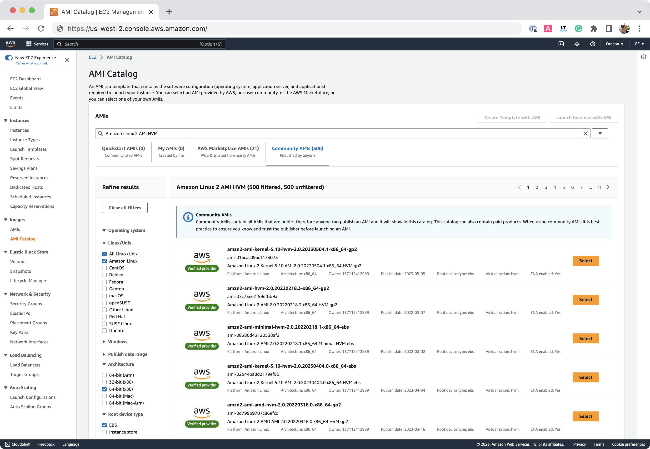 Choosing the Amazon Linux 2 AMI