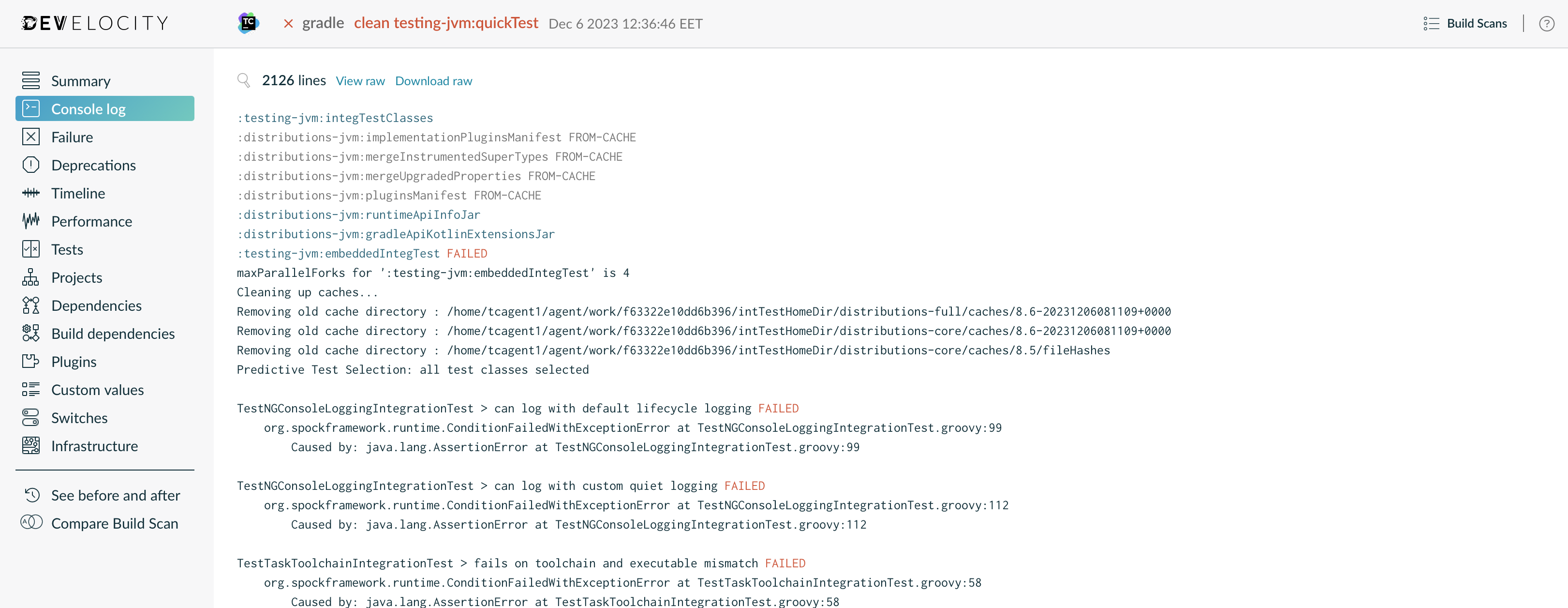 Example of Console Log Output