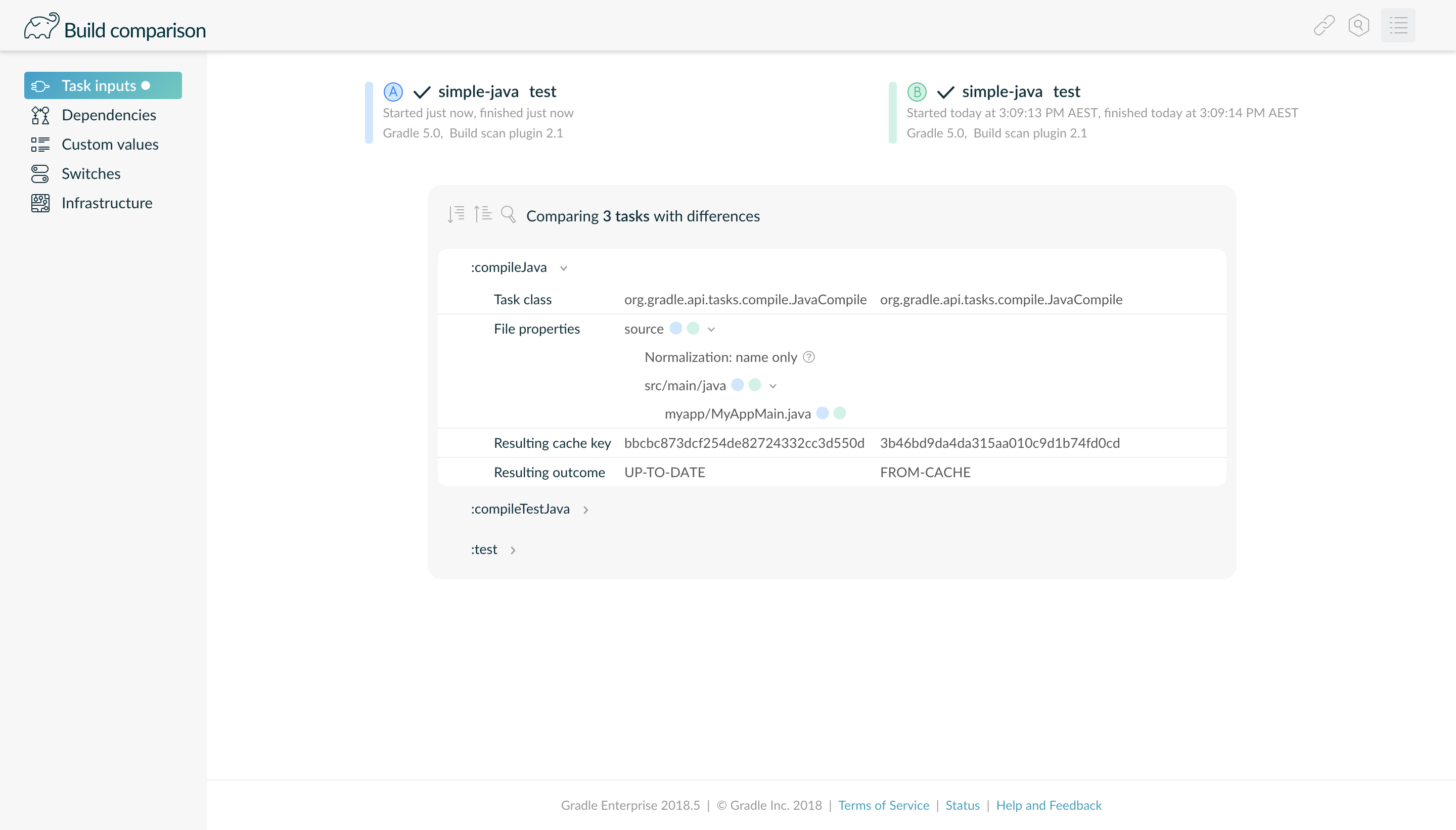 comparison files enabled