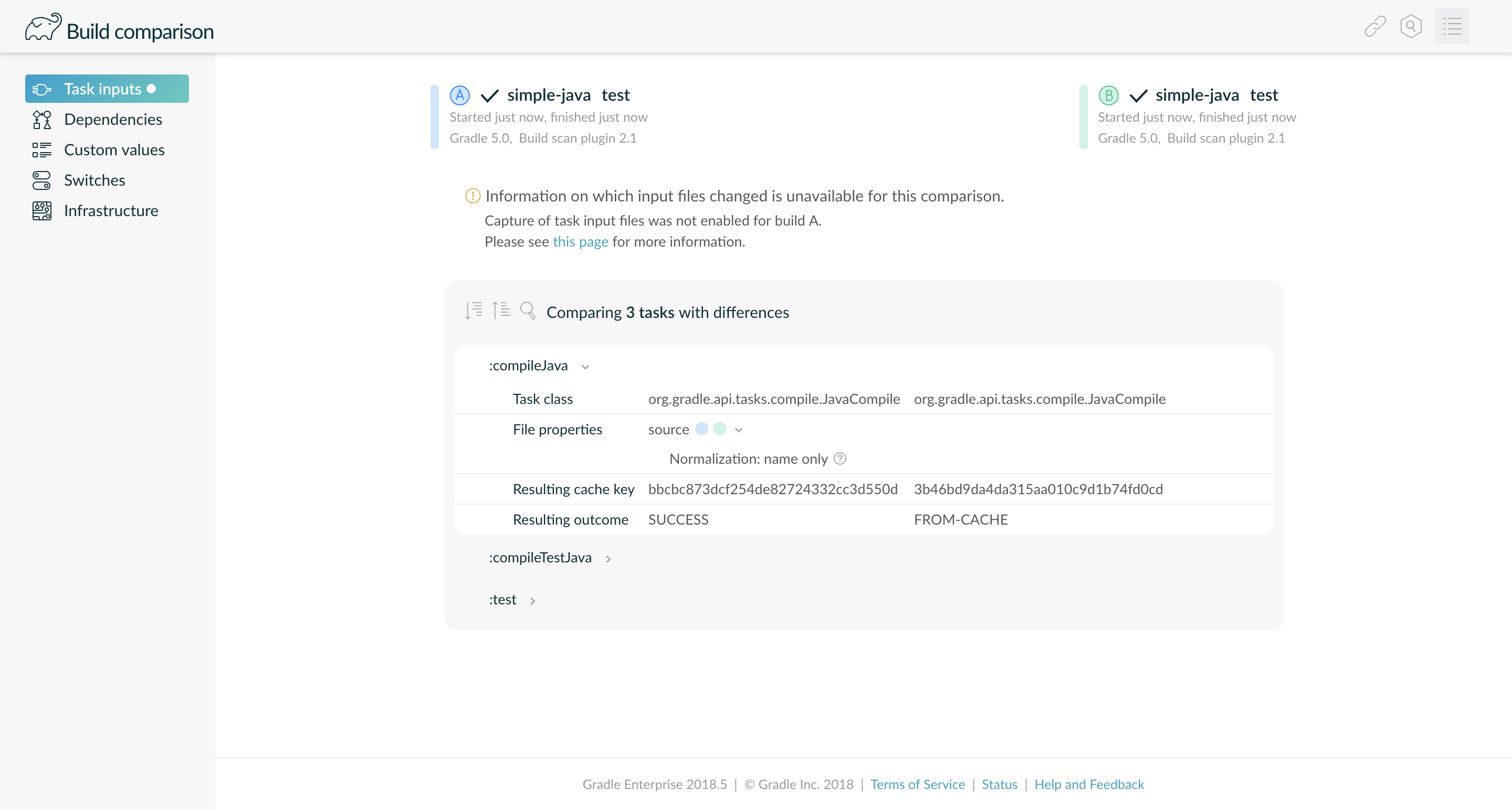 comparison files not enabled