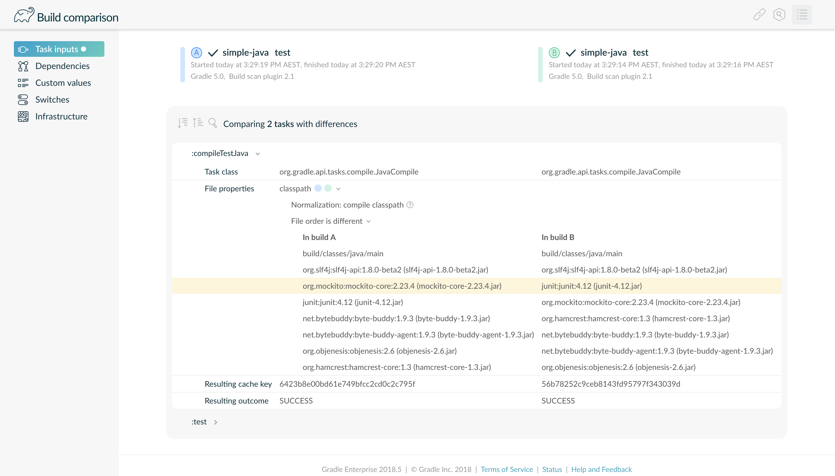 comparison files ordering