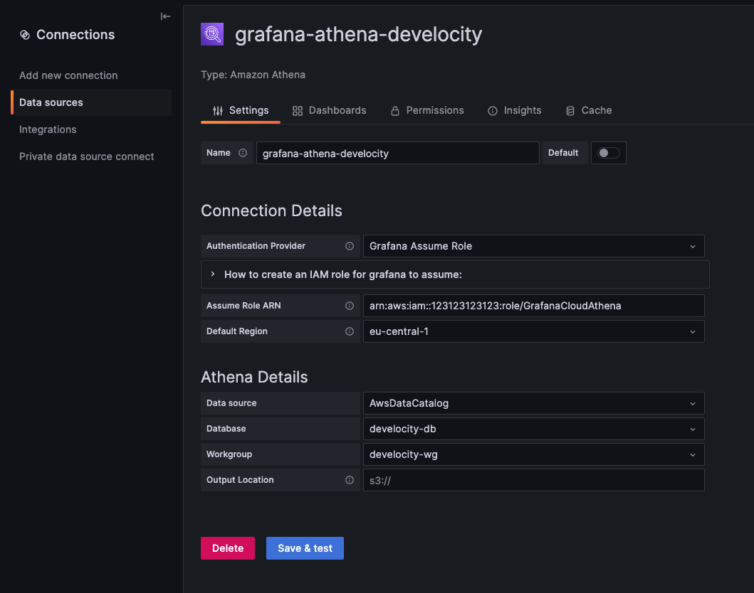 connect grafana athena